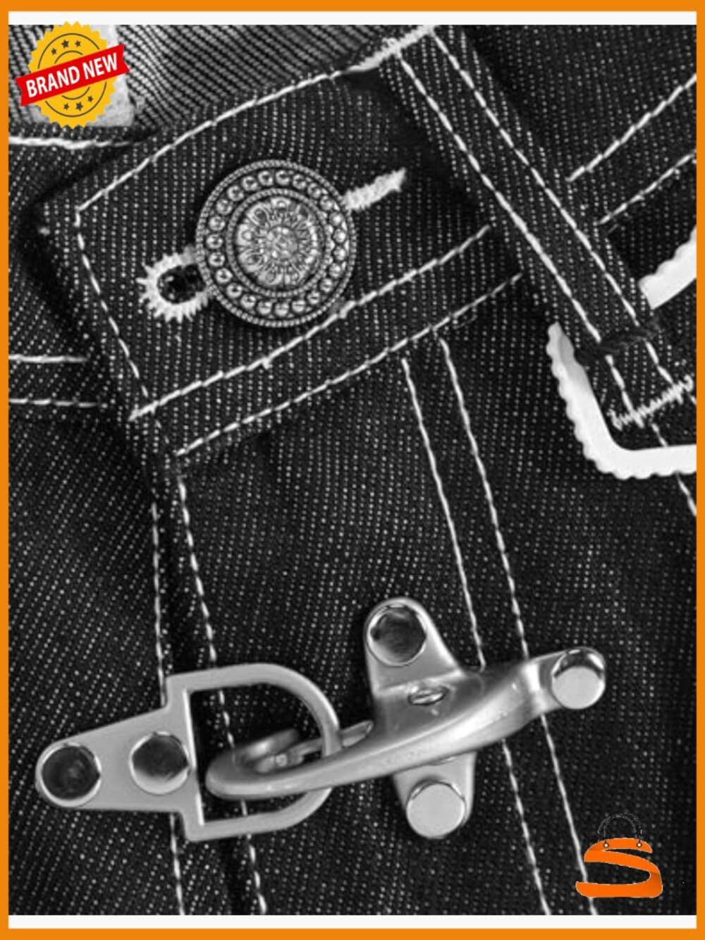 Metal Button Raw Barrel Jeans Baggy Wide Leg Denim Y2K Streetwear Pants - Picture 6 of 7
